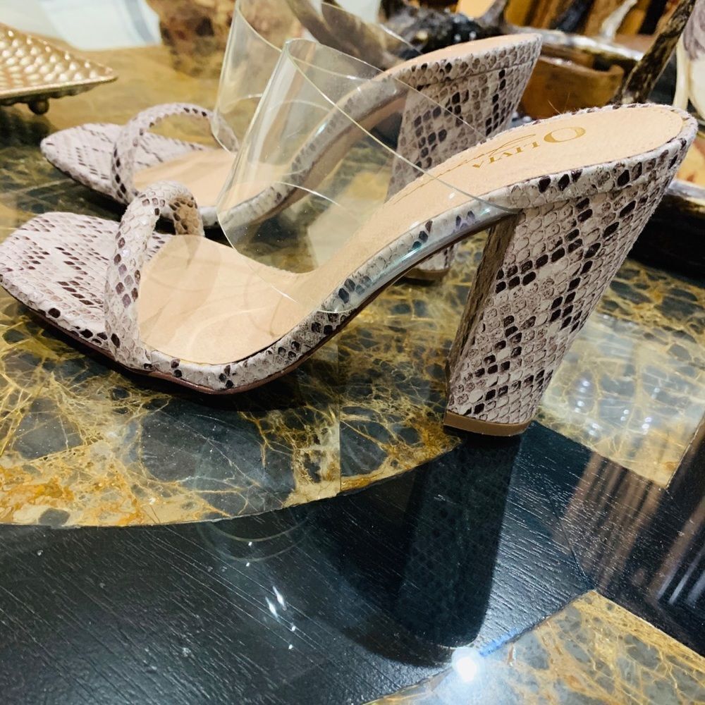 Snakeprint Block Heeled Opentoedmules - image 3